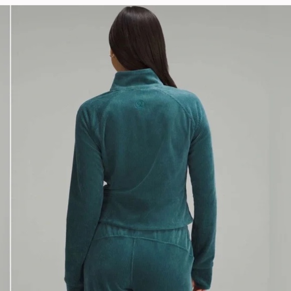 Lululemon Scuba Track Jacket Velvet Cord - Storm Teal - Size 8 - Picture 2 of 12